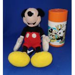 Mickey Mouse Disney stuffed toy with vaccuum flask 1970s 80s.