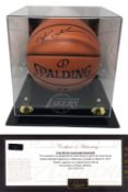 Kobe Bryant Hand Signed Spalding Basketball with Panini COA in Official NBA Case