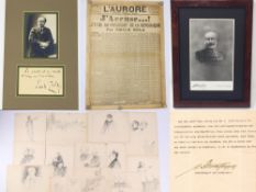 J'Accuse Newspaper, Emile Zola Quote, Signed Dreyfus Portrait, Rare Trial Drawings & Schwartzkoppen