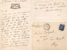 Anatole France - Handwritten Letter to Auguste Delpech thanking him in a time of lies and cowardice