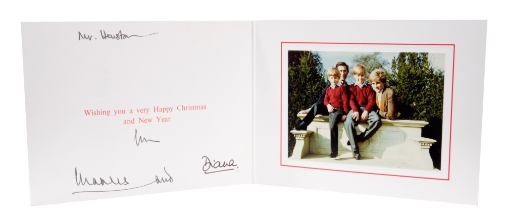 Rare Princess Diana & Prince Charles 1990 Christmas Card with Original Envelope