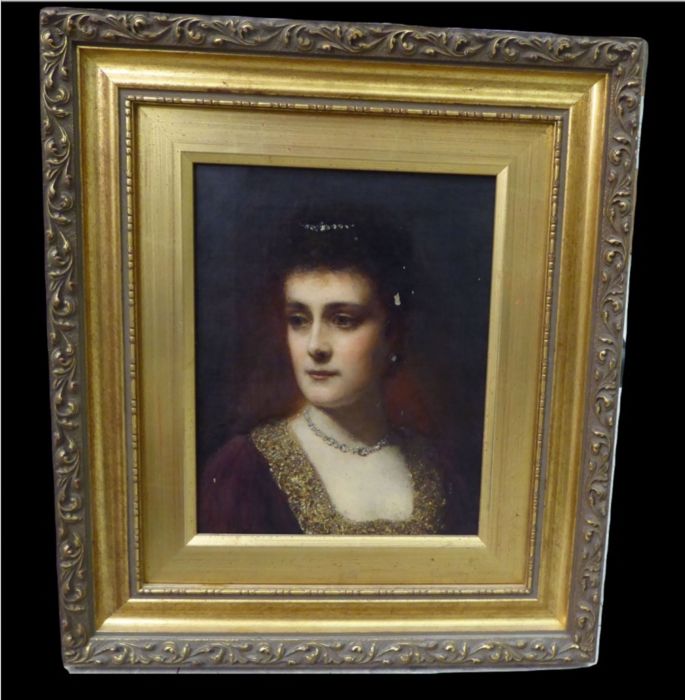 Hermann Schmiechen - Oil Painting - A Beautiful Regency Lady