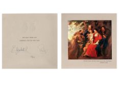 Rare Queen Elizabeth II and Prince Philip 1961 Christmas Card
