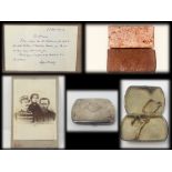 Alfred Dreyfus - Autograph, Cigarette Case & Photo, Rare Brick from Dreyfus Shack on Devil's Island