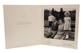 Rare Queen Elizabeth II and Prince Philip 1955 Christmas Card