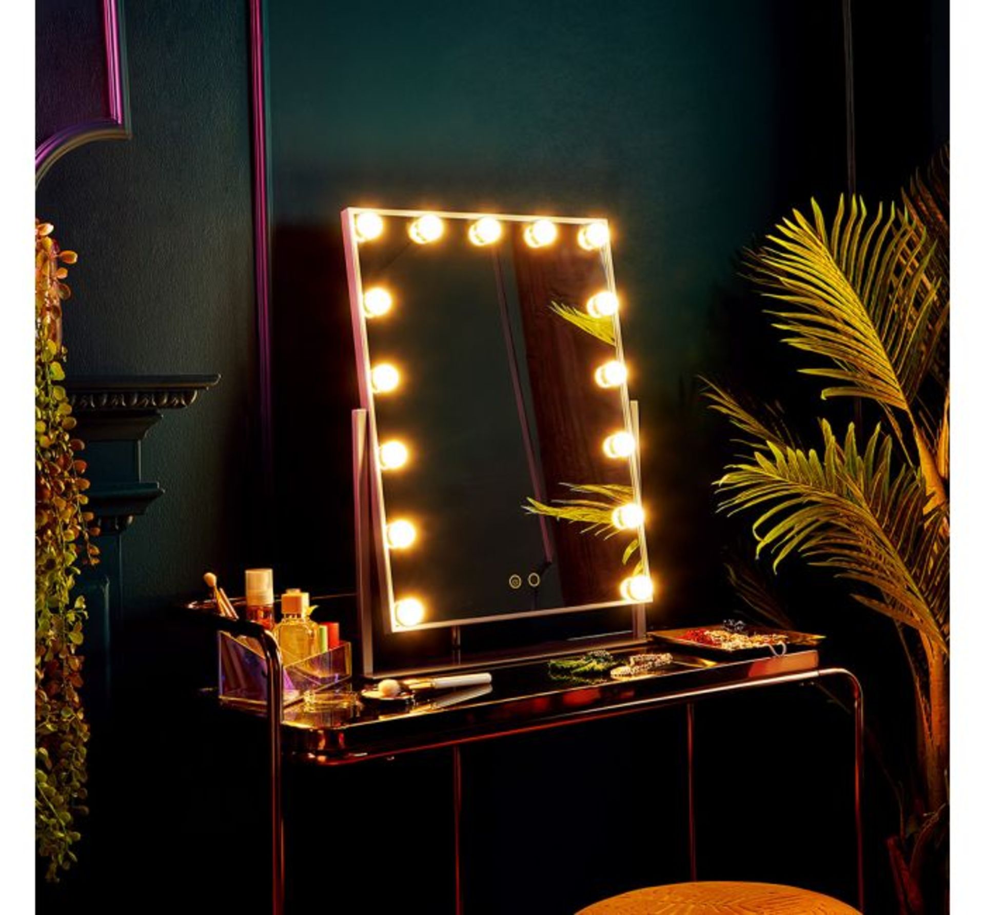 (TD15) Champagne Hollywood Mirror Framed by 15 LED lights to offer illumination from every ang...