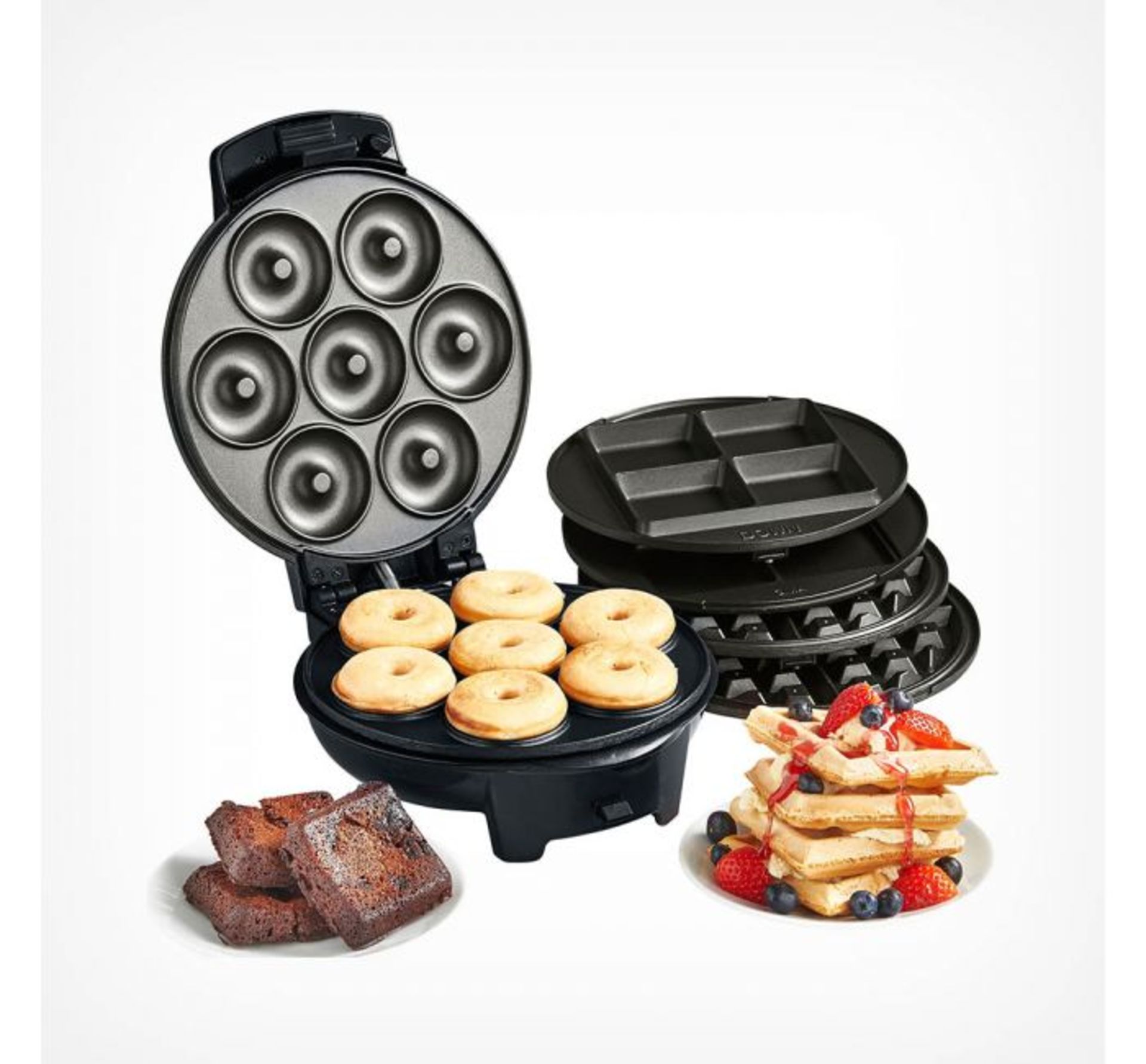 (TD54) Doughnut, Brownie & Waffle Maker Make 7 delicious mini doughnuts, 4 scrumptious brownie... - Image 2 of 3