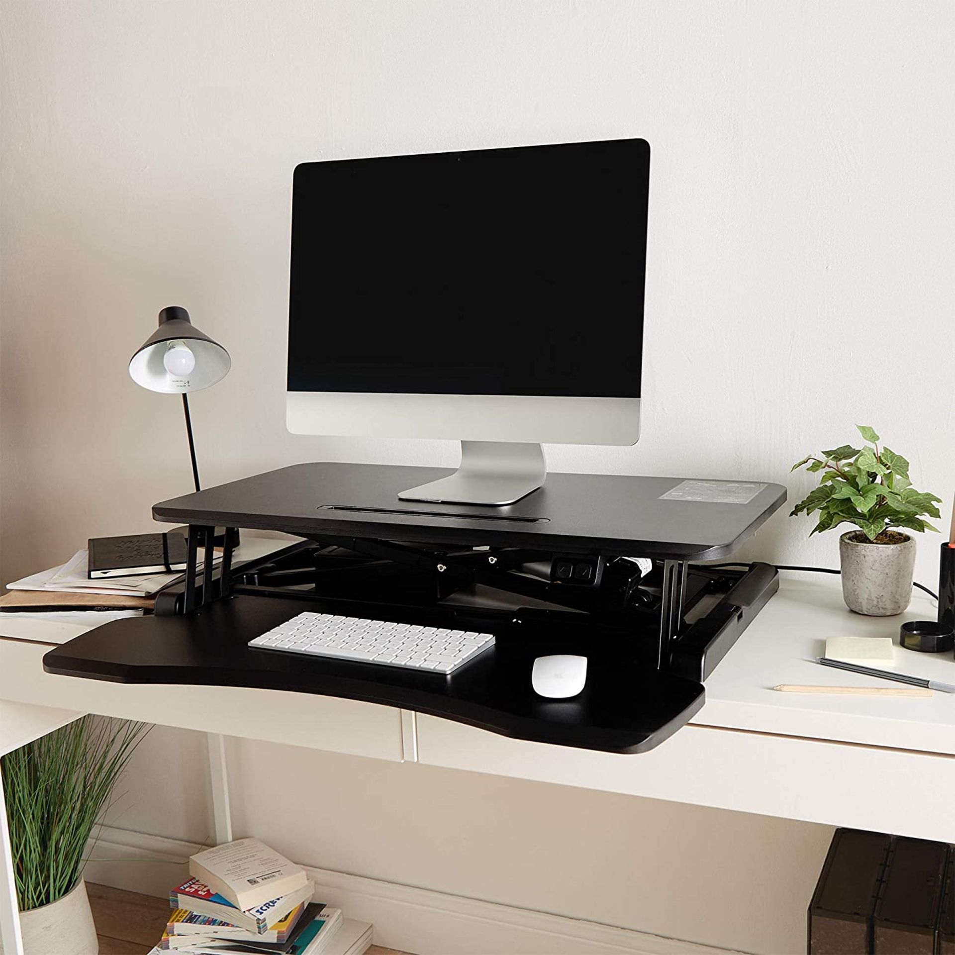 (TD32) Black Sit Stand Desk. Promotes better posture and reduces the risk of back and shoulder ... - Image 3 of 3