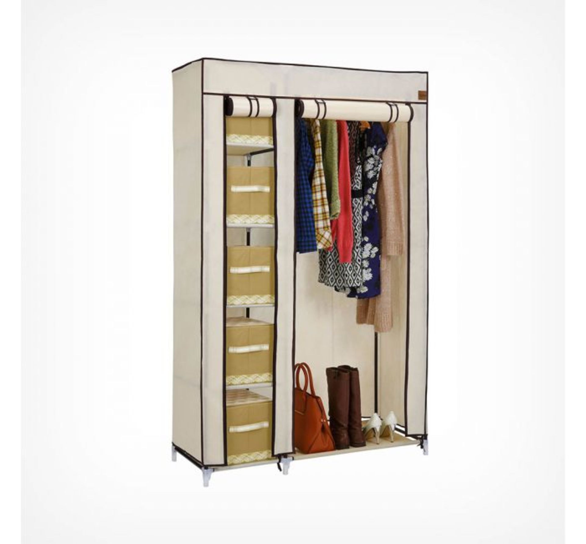 (TD63) Beige Canvas Effect Wardrobe Practical, durable and stylish, this premium quality canva... - Image 2 of 2