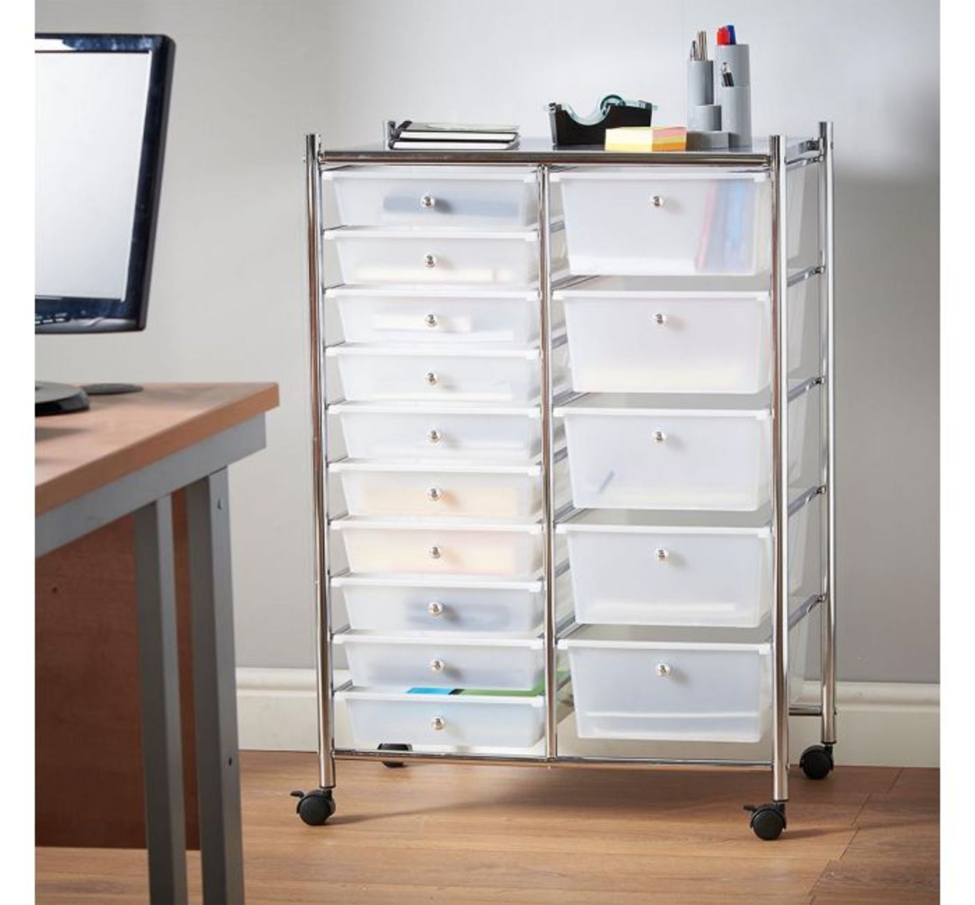 (AP190) White 15 Drawer Trolley Perfect for homes, offices, beauty salons, hairdressers and mo...