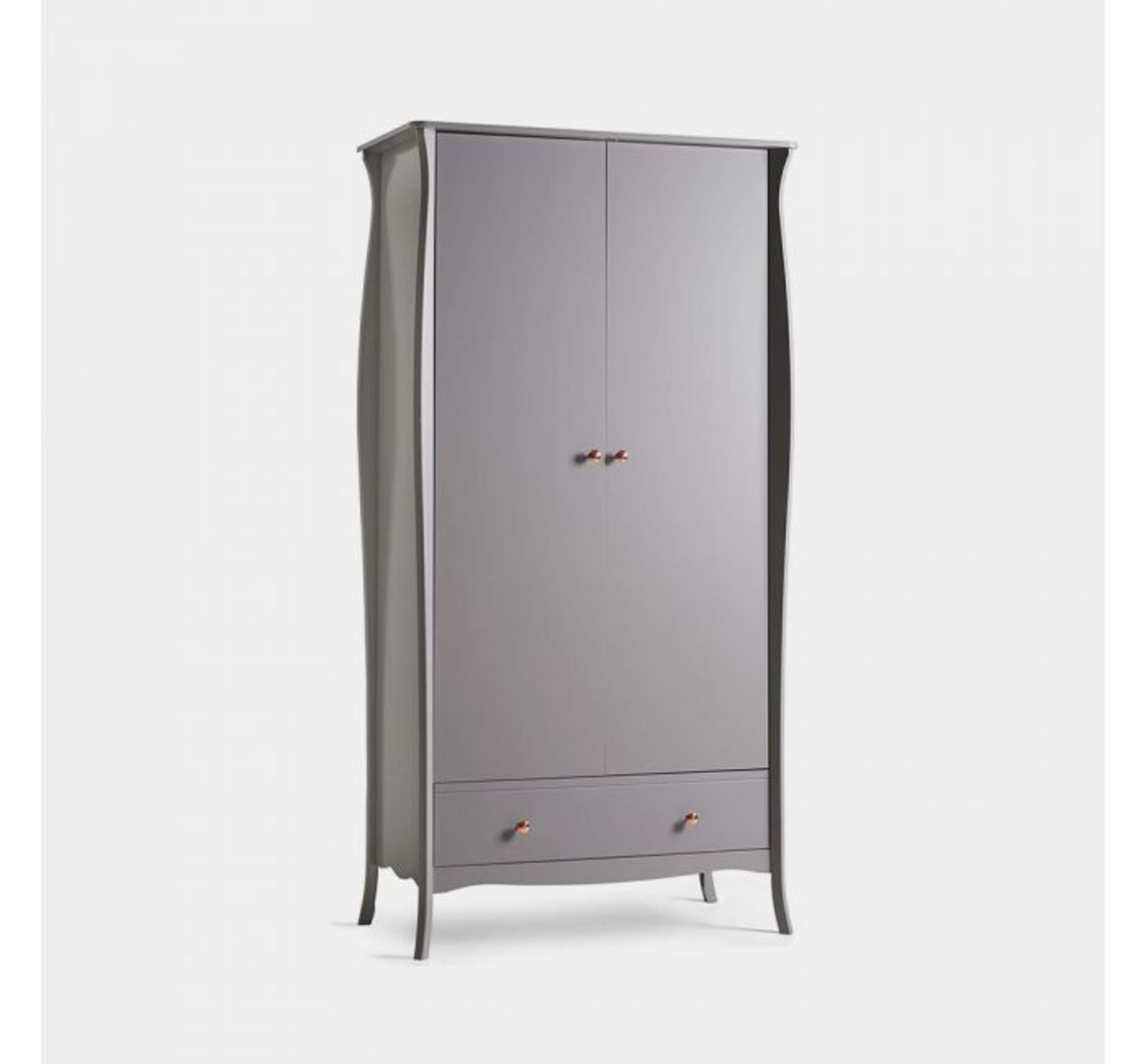 (TD26) Grey Wardrobe With Drawer Spacious two-door cupboard with an internal hanging rail Dim... - Image 2 of 3