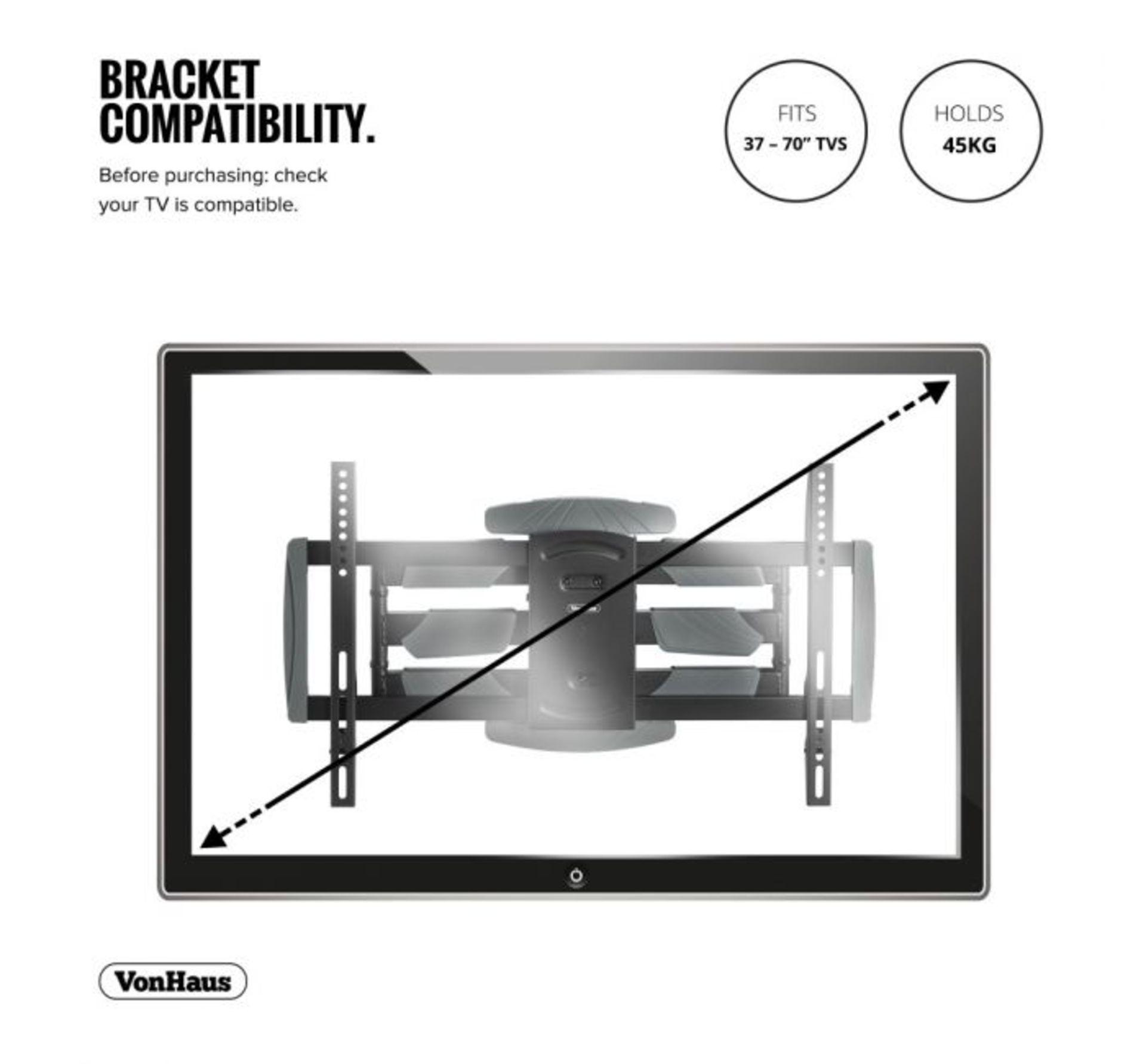 (AP101) 37-70 inch Cantilever TV bracket Please confirm your TV’s VESA Mounting Dimensions a...