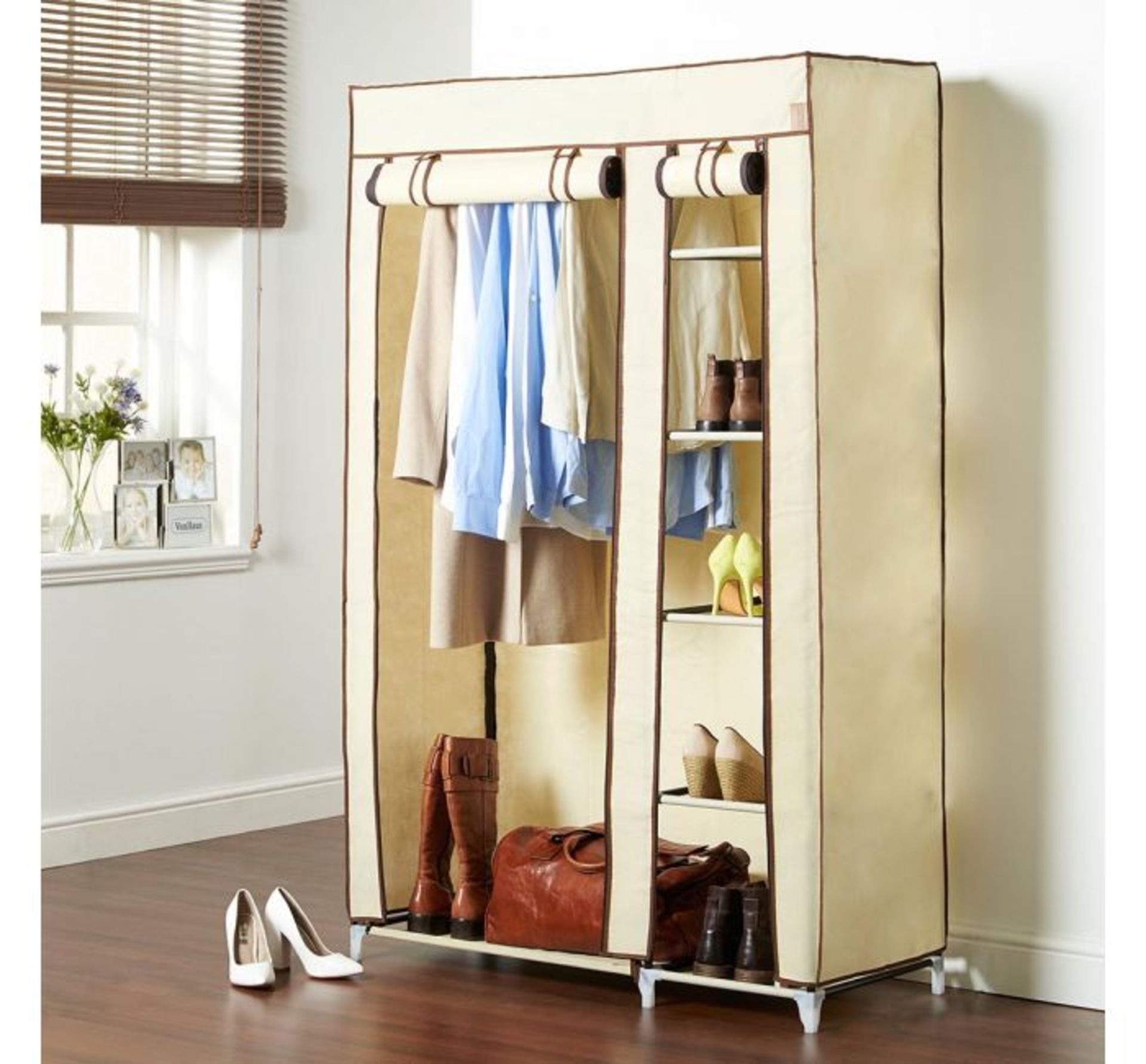 (TD63) Beige Canvas Effect Wardrobe Practical, durable and stylish, this premium quality canva...