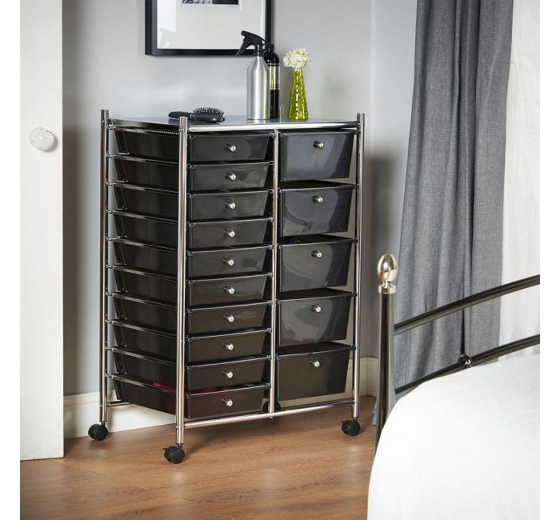 (TD38) Black 15 Drawer Trolley Perfect for homes, offices, beauty salons, hairdressers and mor... - Image 3 of 3