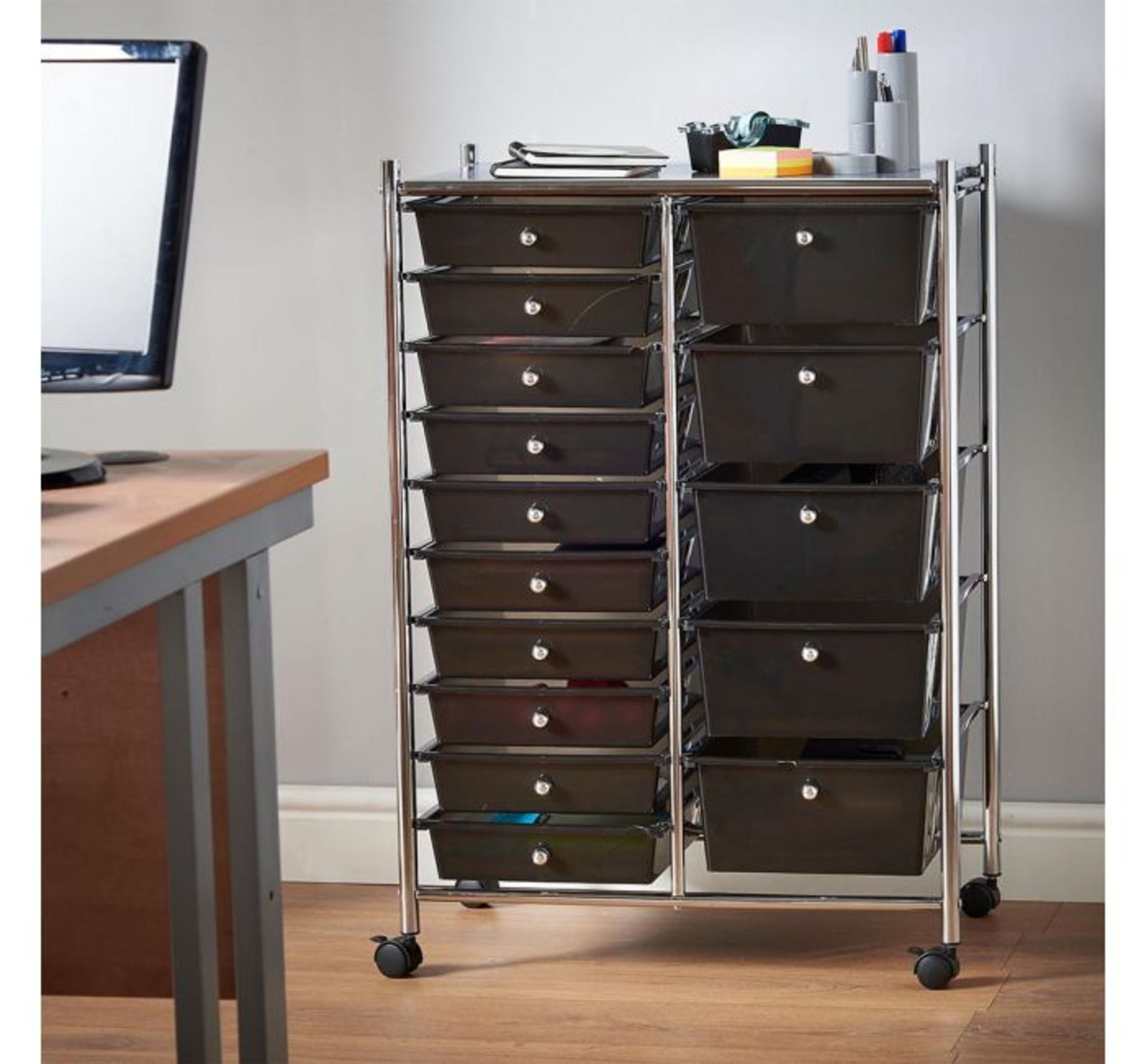 (TD38) Black 15 Drawer Trolley Perfect for homes, offices, beauty salons, hairdressers and mor...