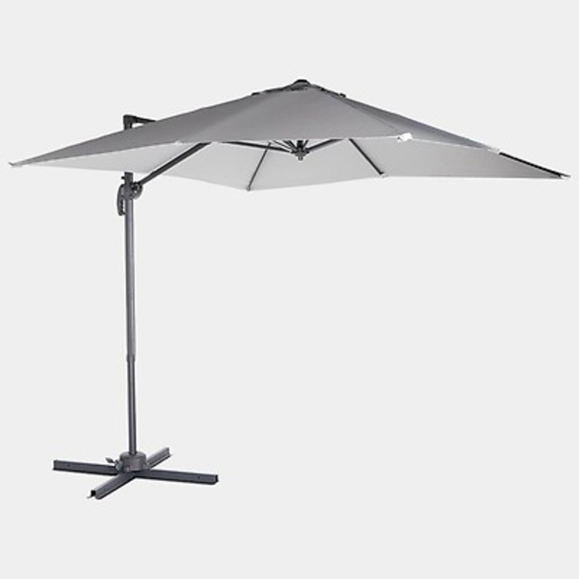 (TD34) 3M Grey Banana Parasol UV50+. Parasol Size: 310 X 290 X 240cm (Canopy Diameter X Canopy ... - Image 2 of 2