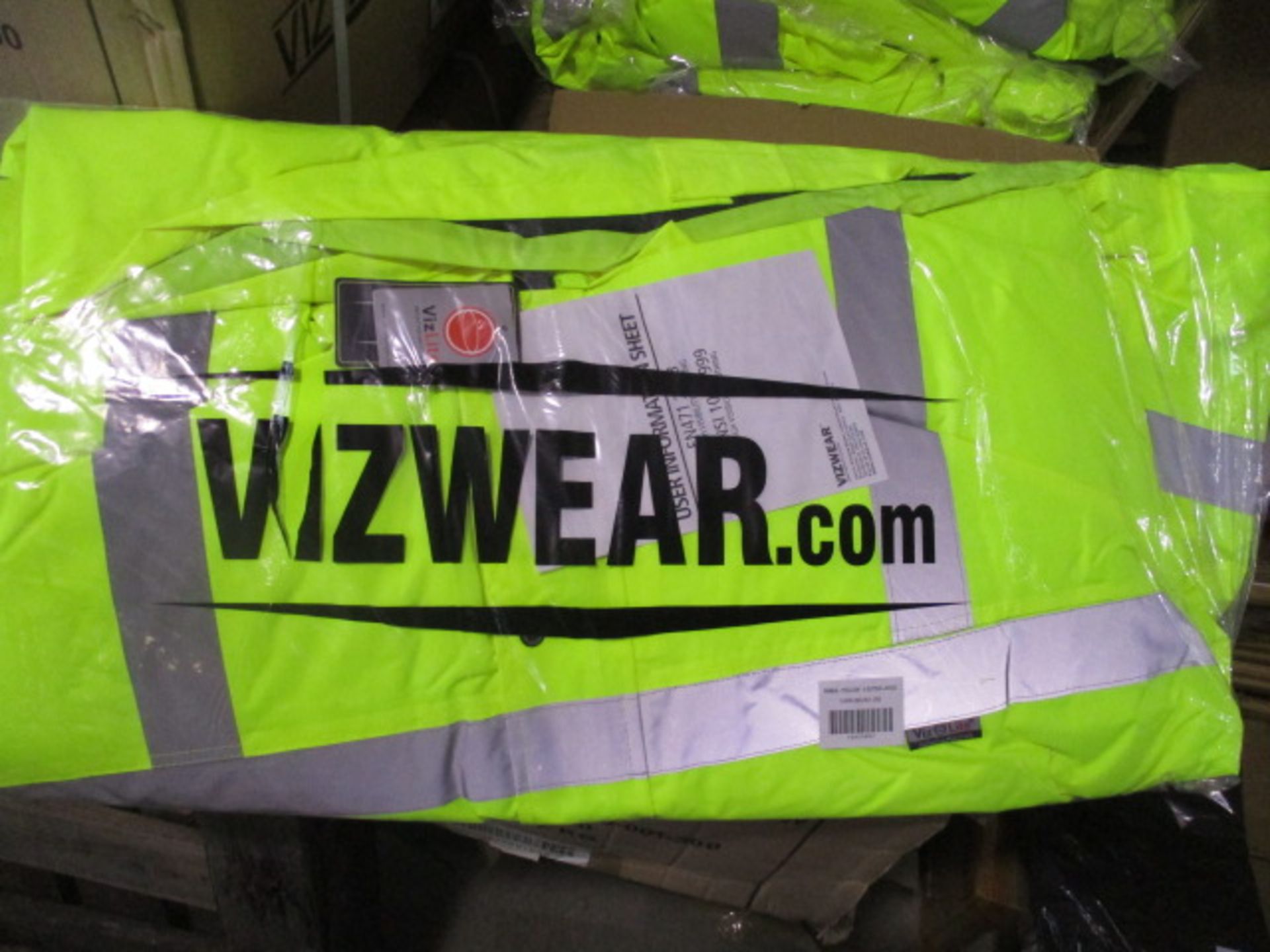 10pcs Brand New Vizwear Padded Yellow Parka - Larger 3xl Sizes