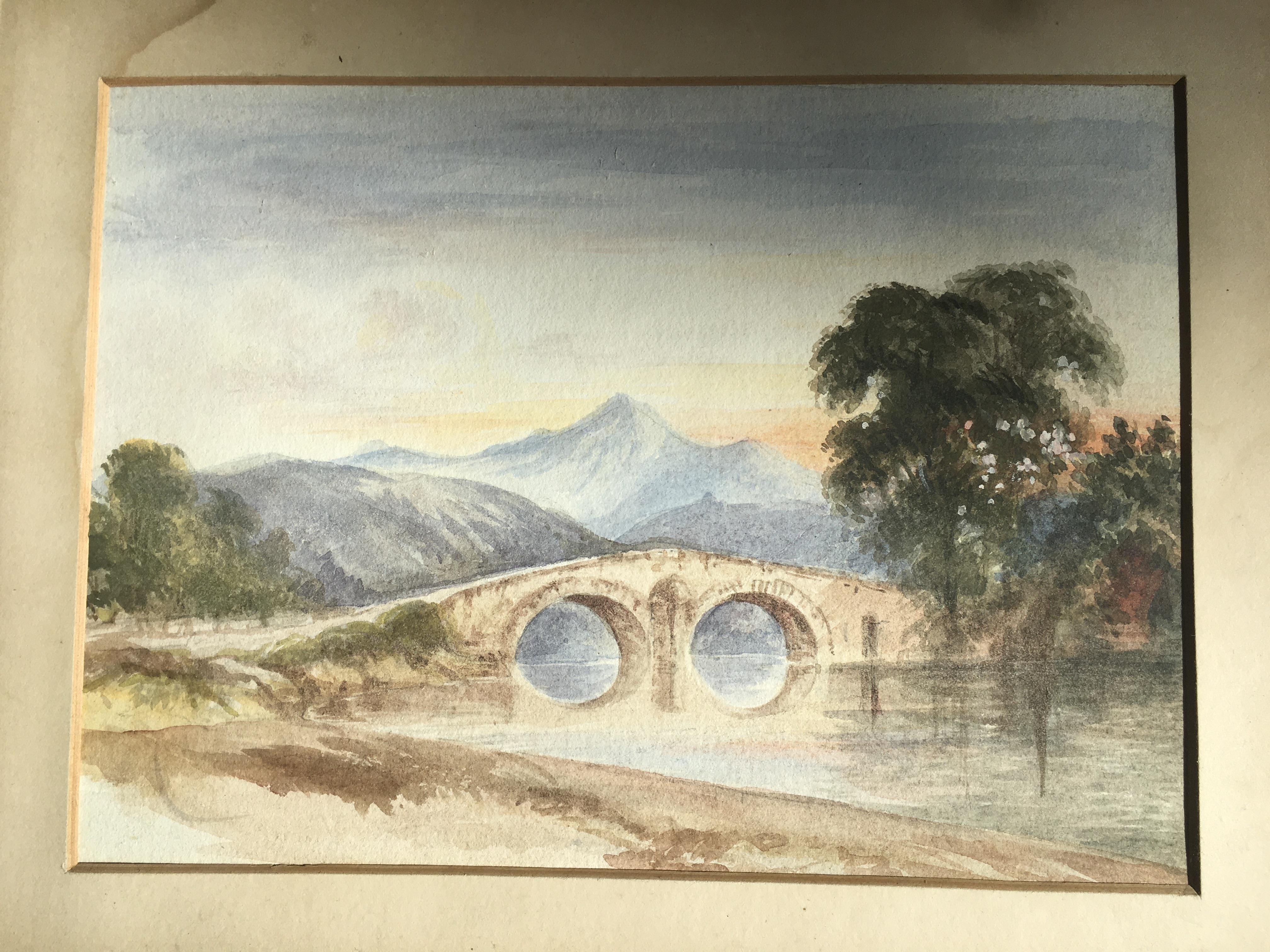 Watercolour bridge, 20th Century 7x9 1/2