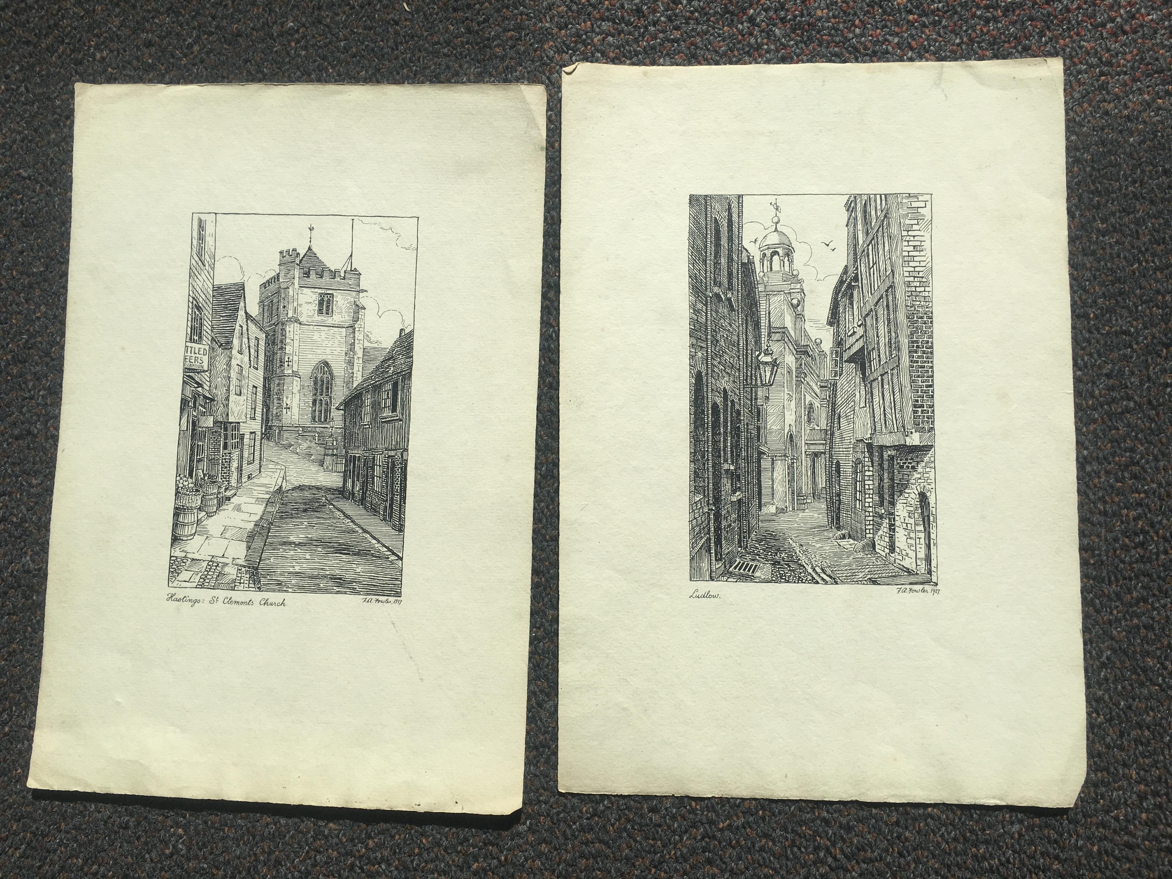 Pair of prints FA Fowler 1927, 11x7 3/4