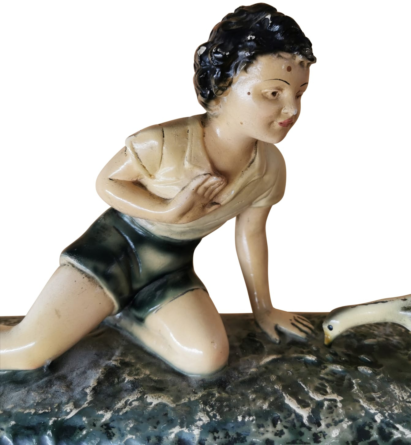 Art Deco Chalkware Of Girl With Geese - Image 4 of 4