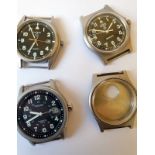 Three Military Wristwatches And One Case