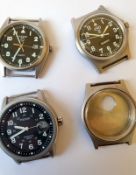 Three Military Wristwatches And One Case