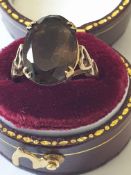 9ct Gold Ladies Ring With Smokey Quartz Stone