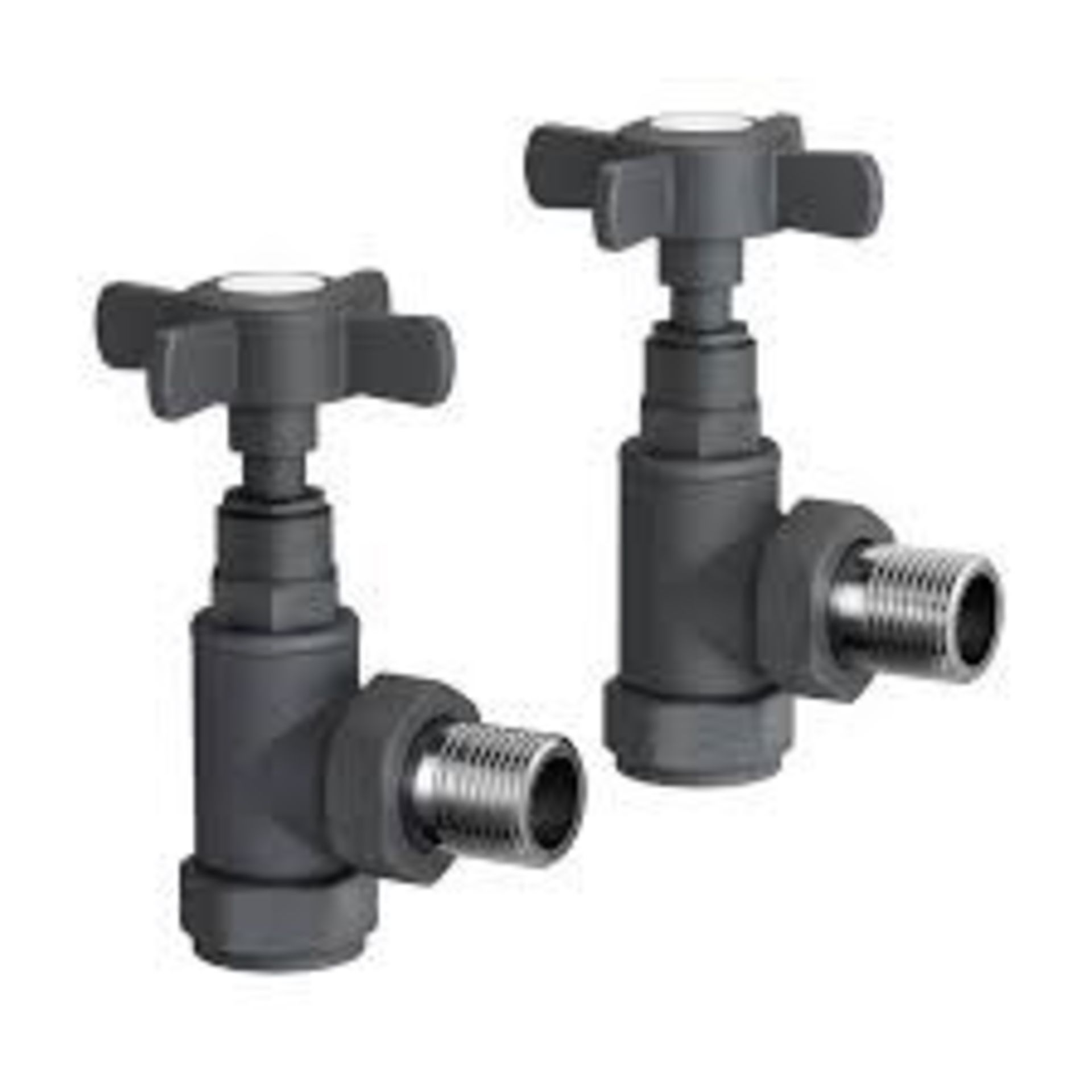 (MG1010) Anthracite Standard Connection Angled Radiator Valves. 15mm standard connection. Ang...