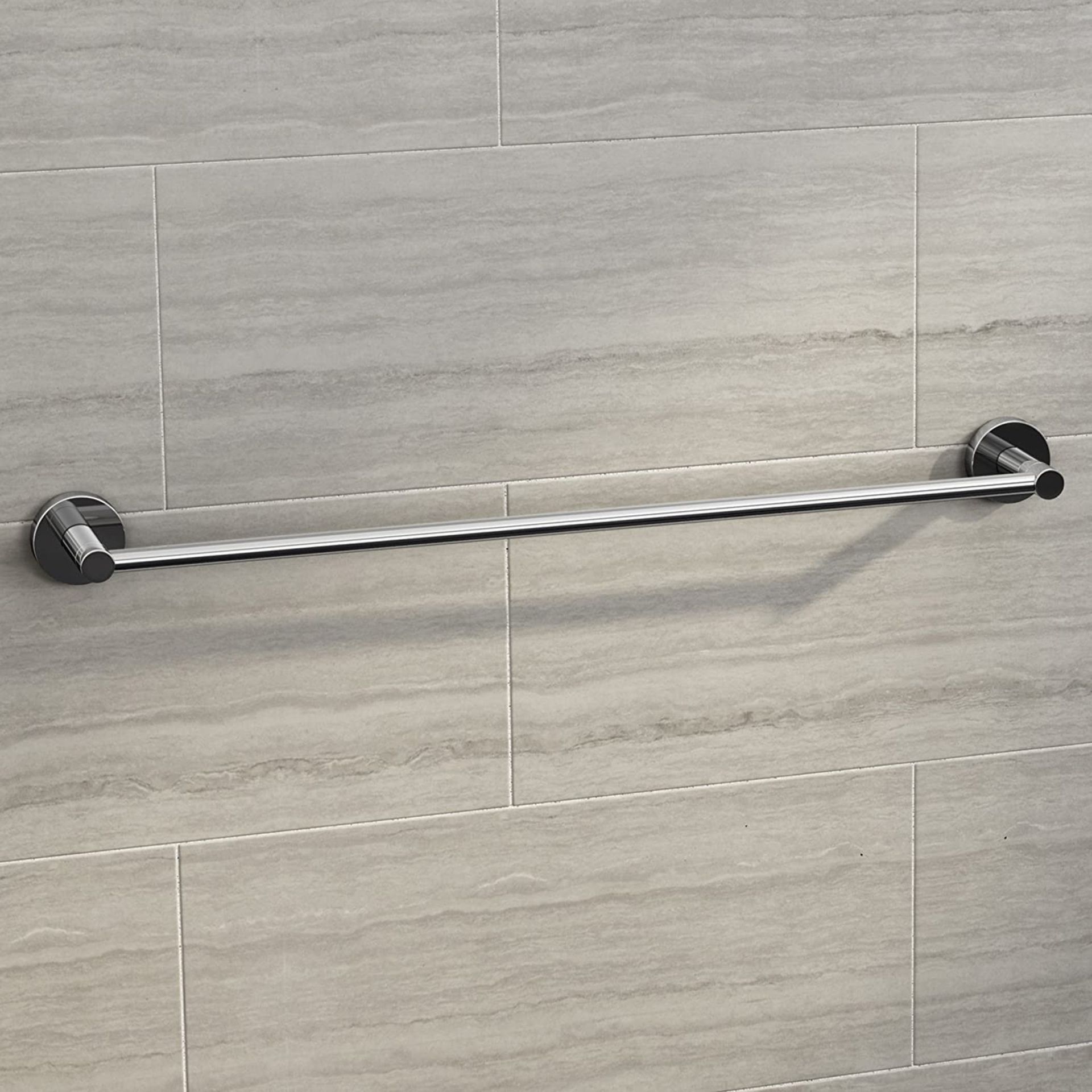 (MG1015) Modern Chrome Towel Rail Bar Wall Mounted Round Bathroom Accessory. Fixtures and Fitti...