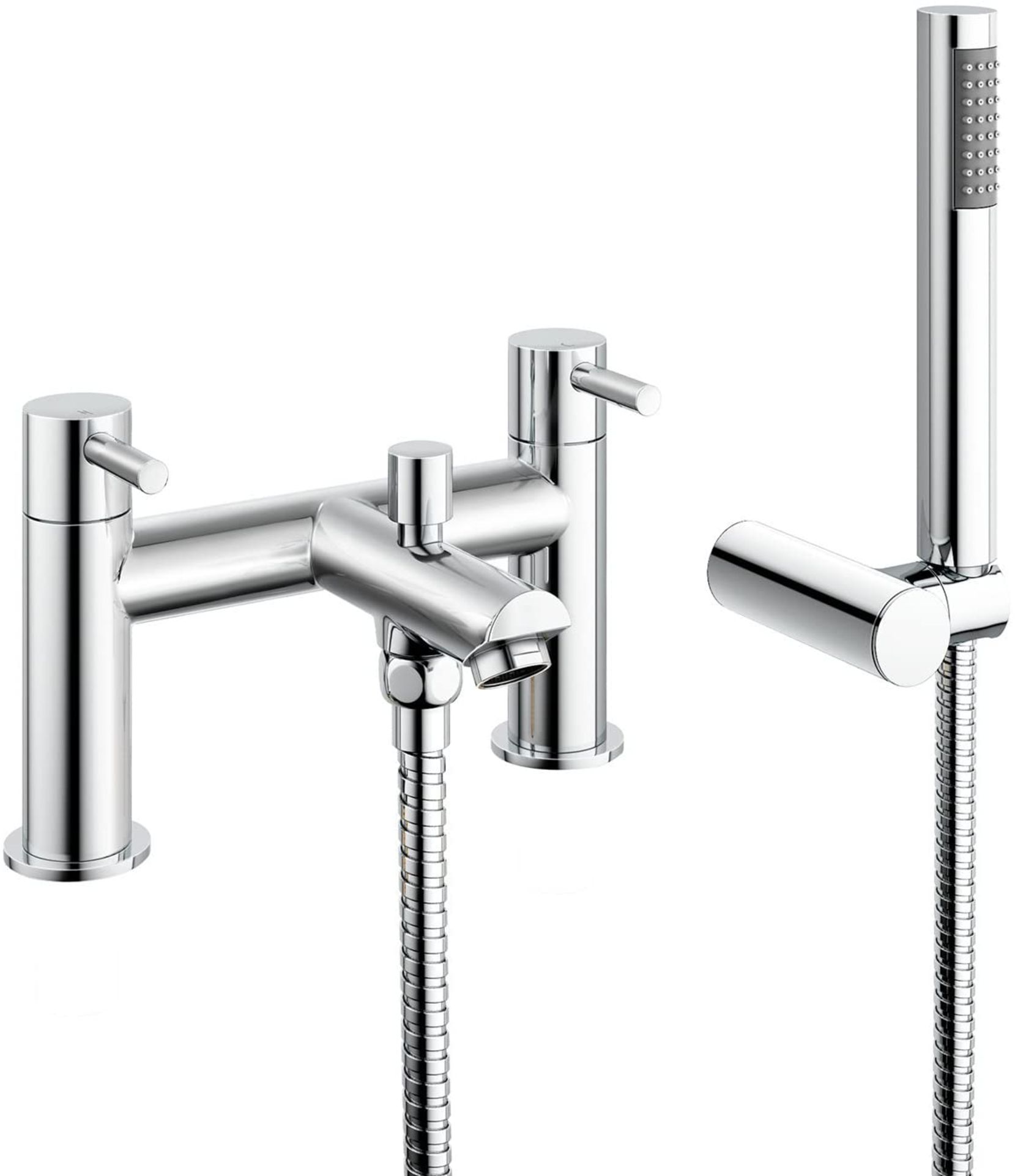 (MG1019) Bath Filler Mixer Tap with Modern Bathroom Shower Head. Chrome plated solid brass 1/4... - Image 3 of 3