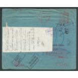 Siam 1933 meter stamped Cover from London to Bangkok which was undeliverable and received a deliv...
