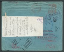 Siam 1933 meter stamped Cover from London to Bangkok which was undeliverable and received a deliv...