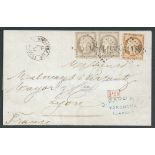 Japan / France Used Abroad 1875 (Oct 11) Entire to France bearing 1870-71 40c orange-yellow and ...