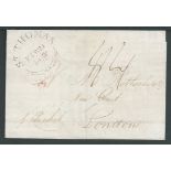 Danish West Indies 1813 Wrapper to London endorsed "p packet" and charged 4/4. with superb "ST T...