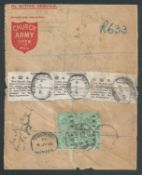 G.B. - Railways / Iraq 1919 Registered cover (opened out) from Iraq to England franked by I.E.F. ...