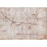 RHODESIA.Mid 19th Century: Manuscript map on linen showing a Route from "Netipas Country" over t...