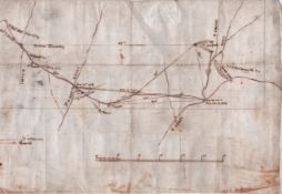 RHODESIA.Mid 19th Century: Manuscript map on linen showing a Route from "Netipas Country" over t...