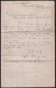 ROYALTY RHODESIA - KING LOBENGULA 1886 (Feb 3)Letter from King Lobengula at Gubulawayo to Sidney Shi