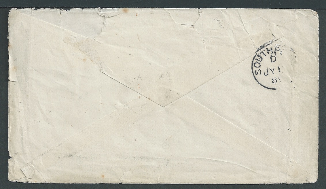 Queensland 1889 Cover to England franked 1d single and strip of five each with an indistinct nume... - Image 2 of 2