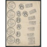 Transvaal c1900 Curious sheet of notepaper with impressions of the Registration cachet and instru...