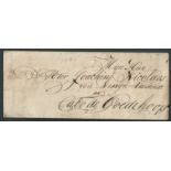 Cape of Good Hope 1735 Wrapper addressed to J. N. von Dessin at the "Cabo de Goede Hoop", presuma...