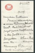 G.B. - Military 1895-97 Group of five autograph letters signed by Field Marshal Viscount Wolseley...