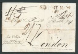G.B. - Ireland - Ship Letters - Newport 1817. Entire letter from New York to London "per ship Gle...