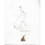 G.B. - Queen Elizabeth II 1977 British Wildlife Issue pencil drawing of a hare on paper, drawn an...