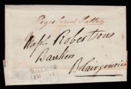 G.B. - REGISTERED MAIL 1845 (Feb 10) Stampless registered entire letter (enclosing £29 in bank note