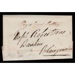 G.B. - REGISTERED MAIL 1845 (Feb 10) Stampless registered entire letter (enclosing £29 in bank note