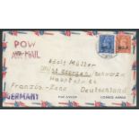 Libya 1948 Cover to Germany from a German P.O.W., bearing M.E.F. 2d and 2.1/2d cancelled "BENGHAZ...