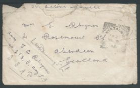 Portuguese East Africa / Nyasaland Field Force 1918 (Mar 9) Stampless O.A.S. cover (opening/corn...