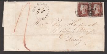 G.B. - REGISTERED / SCOTLAND 1847 1847 Entire letter registered from Glasgow to Derby, with two 1d r