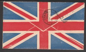 BOER WAR 1900 Patriotic Cover with a Union Jack flag over the reverse showing the printers imprint